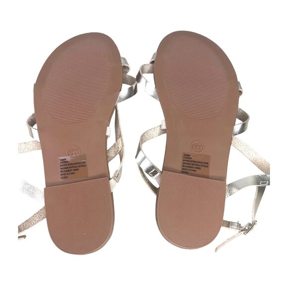 Torrid Metallic Silver Strappy Sandals With Adjustable Ankle Strap Size 8.5WW - Picture 4 of 7